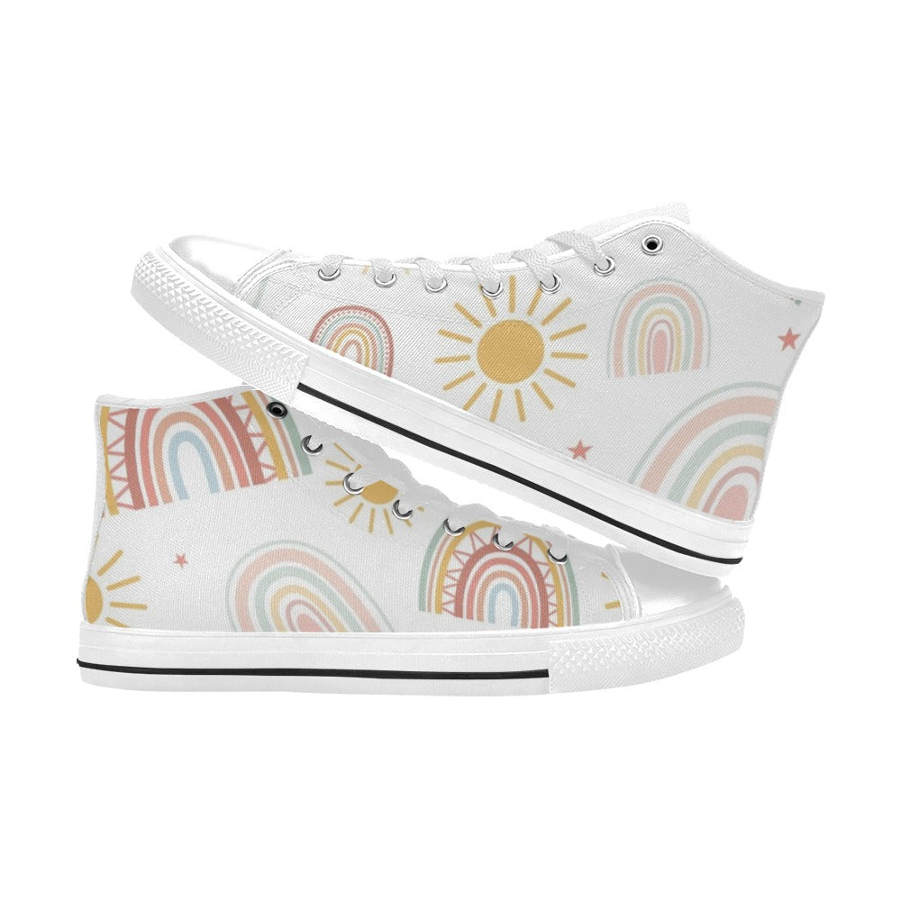 Pastel Rainbows - Kids High Top Canvas Shoes