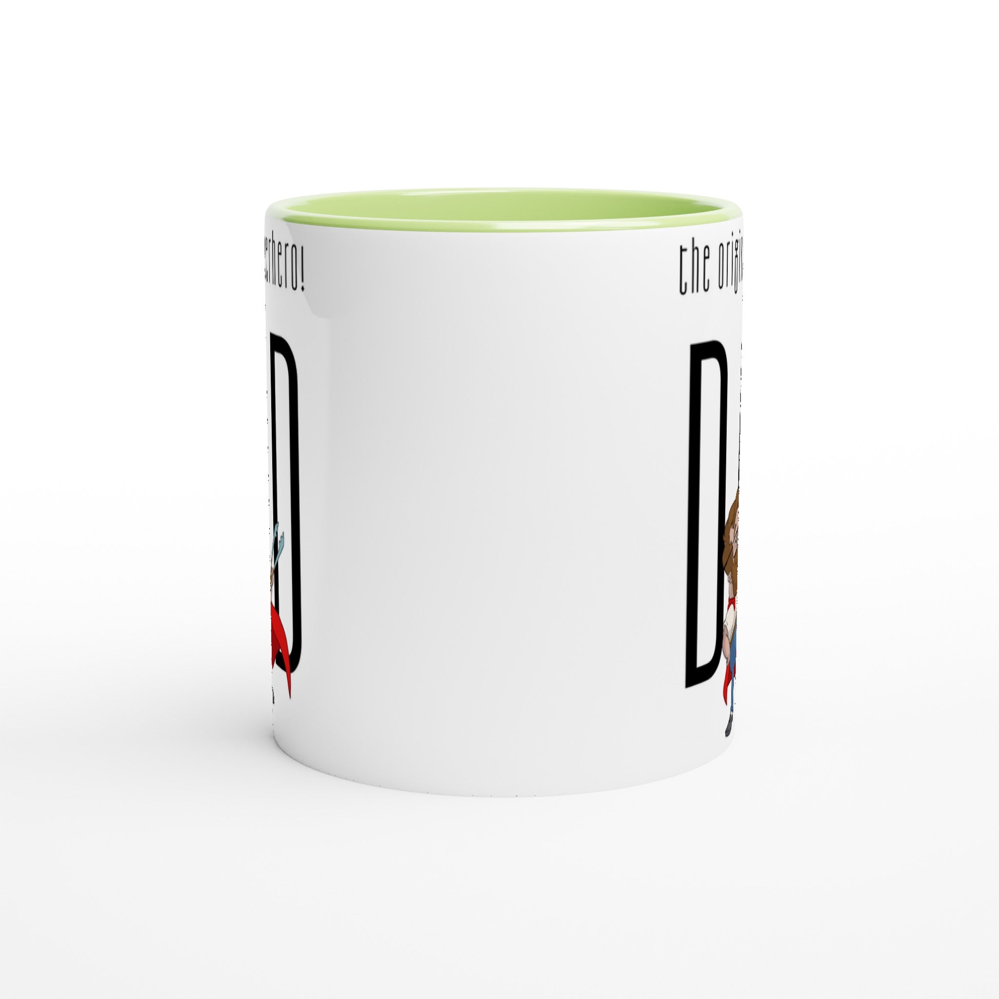 Dad, The Original Superhero - White 11oz Ceramic Mug with Colour Inside Colour 11oz Mug comic Dad Globally Fulfilled