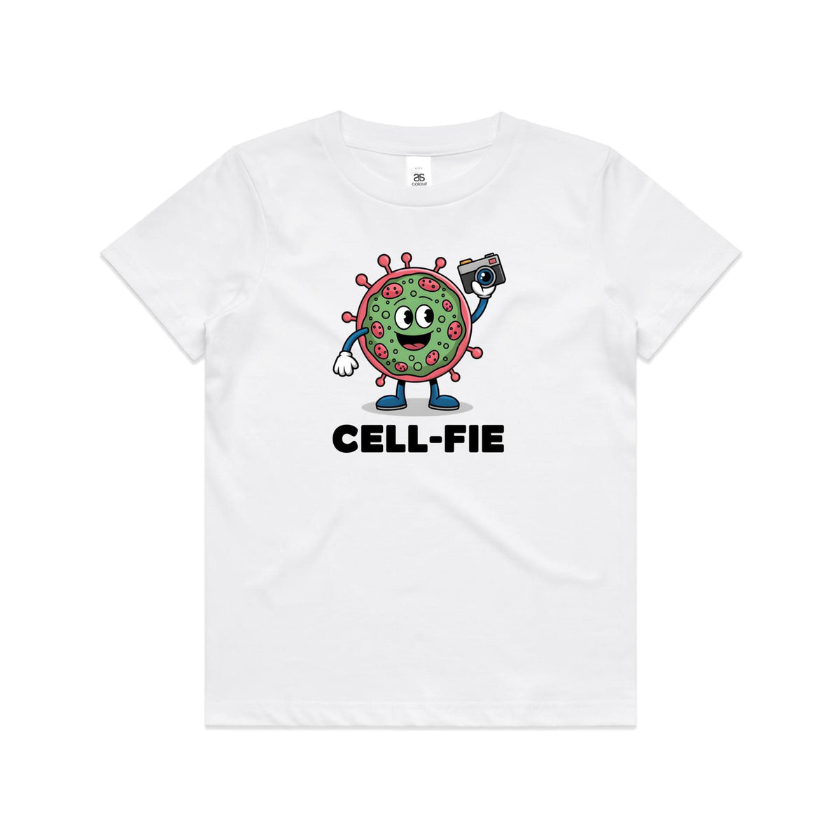 Cell-fie Cell Selfie Kids AS Colour T-shirt White Kids Youth T-shirt Printed In Australia Science