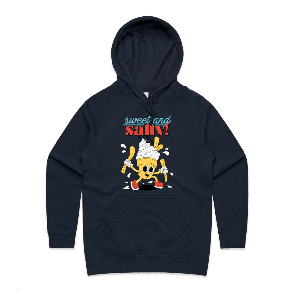 Sweet And Salty, Ice-cream And Fries - Womens Hoodie Navy Womens Hoodie Food Printed In Australia Summer