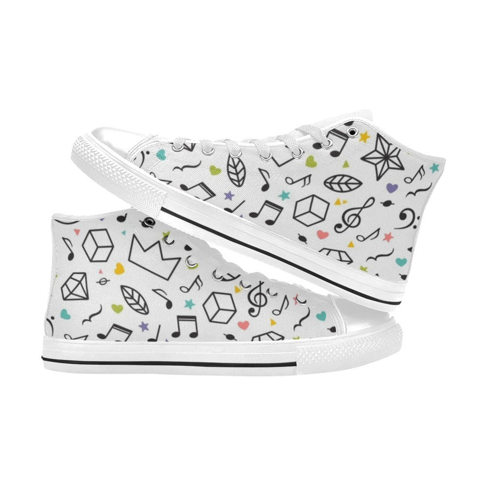 Music Time - Women's High Top Canvas Shoes