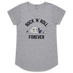 Rock And Roll Forever - Womens Scoop Neck T-Shirt Grey Marle Womens Scoop Neck T-shirt Music Printed In Australia