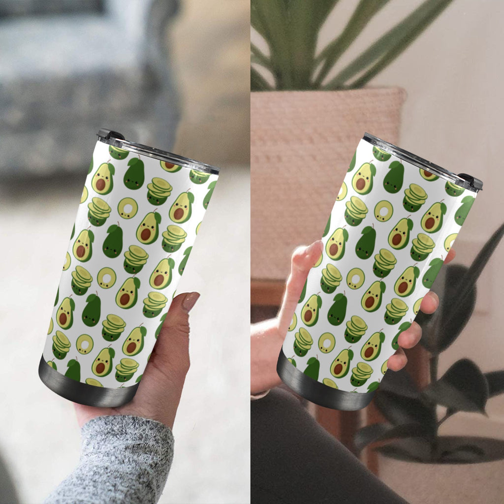 Cute Avocados - 20oz Mobile Tumbler with Lid (Black Lock) 20oz Travel Mug Food Printed Offshore