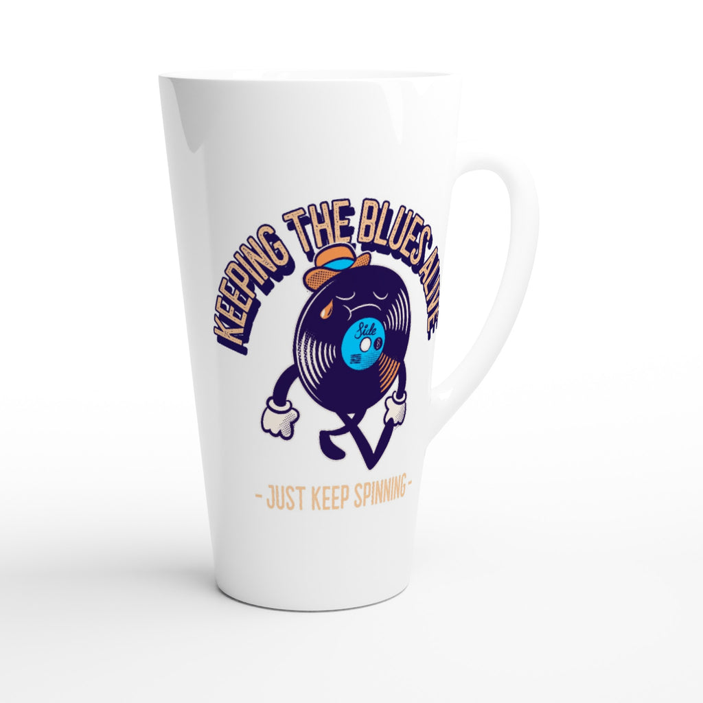 Keeping The Blues Alive - White Latte 17oz Ceramic Mug Latte Mug Globally Fulfilled Music