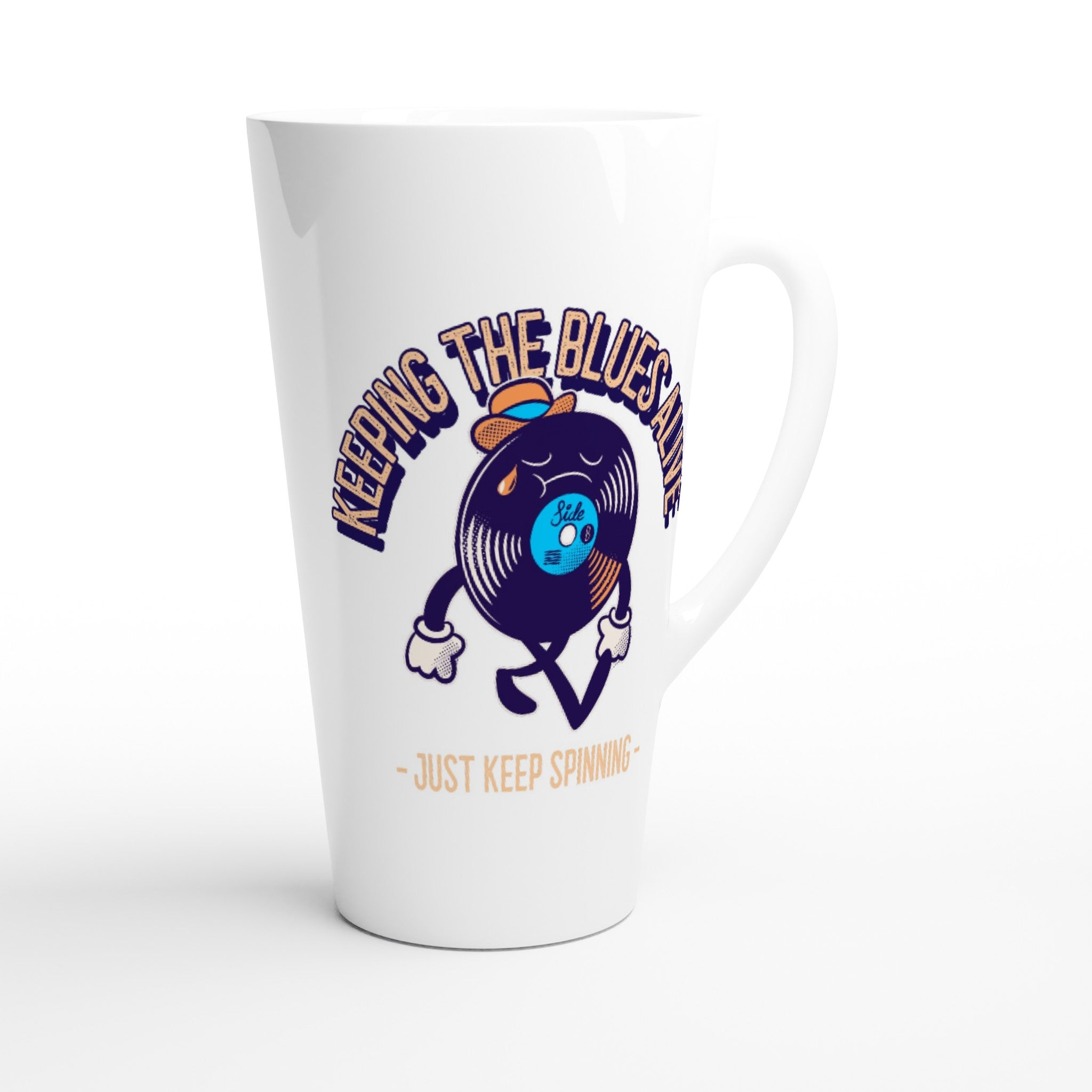 Keeping The Blues Alive - White Latte 17oz Ceramic Mug Latte Mug Globally Fulfilled Music