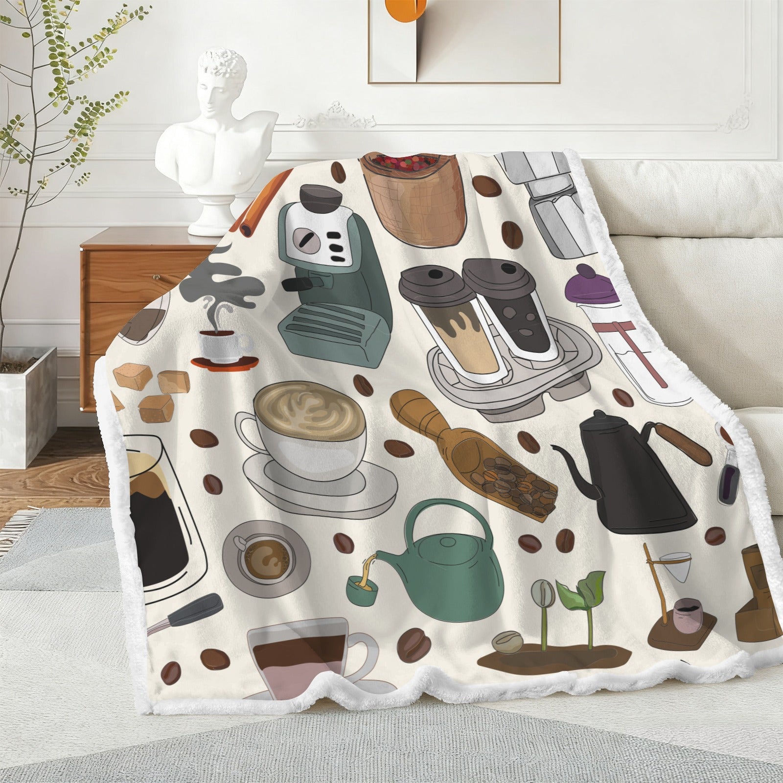 All The Coffee - Double-Layer Fleece Blanket 51"x59"