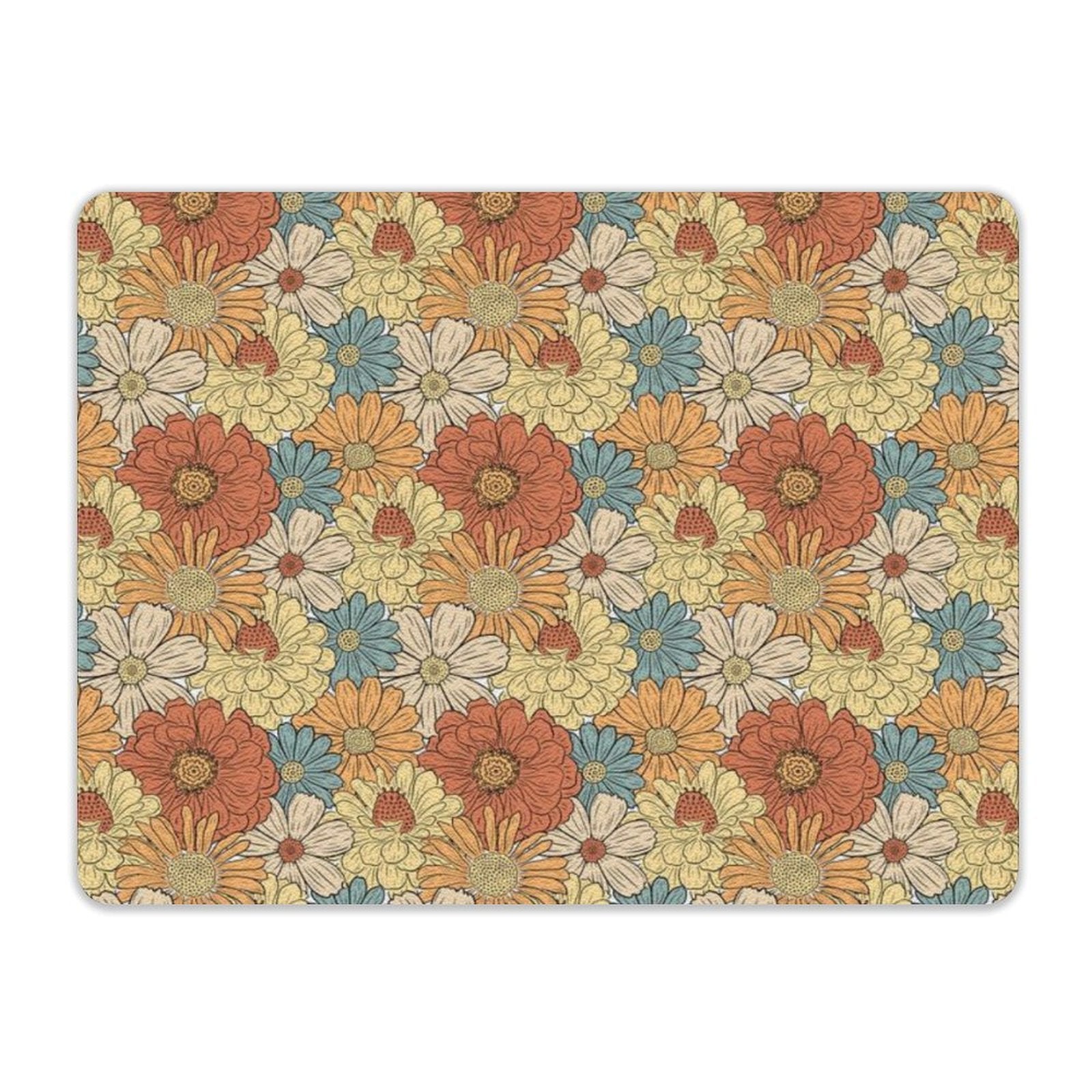 Vintage Retro Floral Leather Mouse Pad Leather Mouse Pad Plants Printed Offshore Retro