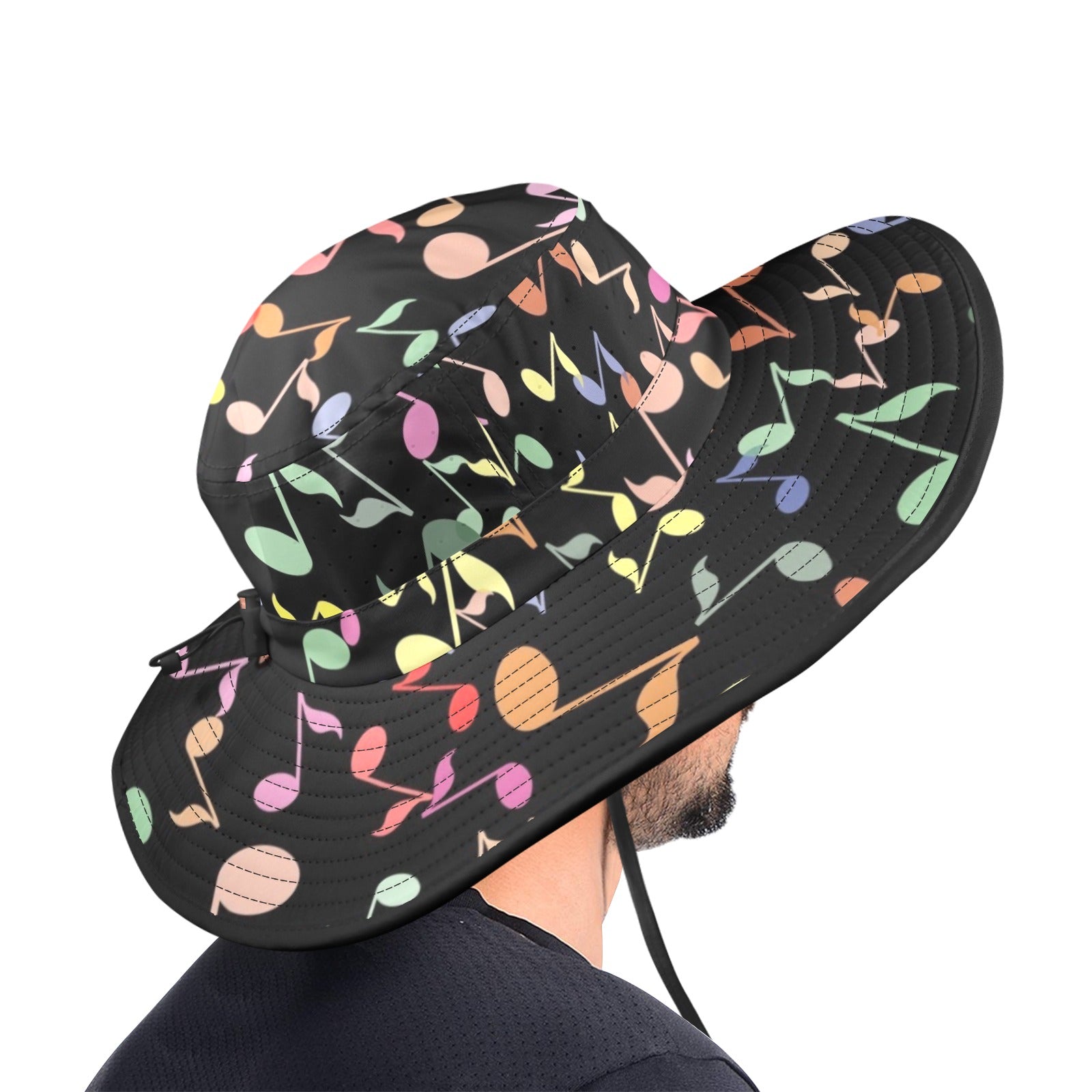 Quavers, Music Notes - Wide Brim Bucket Hat Wide Brim Bucket Hat Music Printed Offshore
