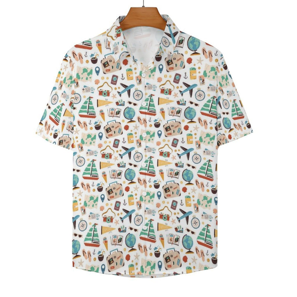 Travel And Explore Women's Collared Pocketless Short Sleeve Shirt