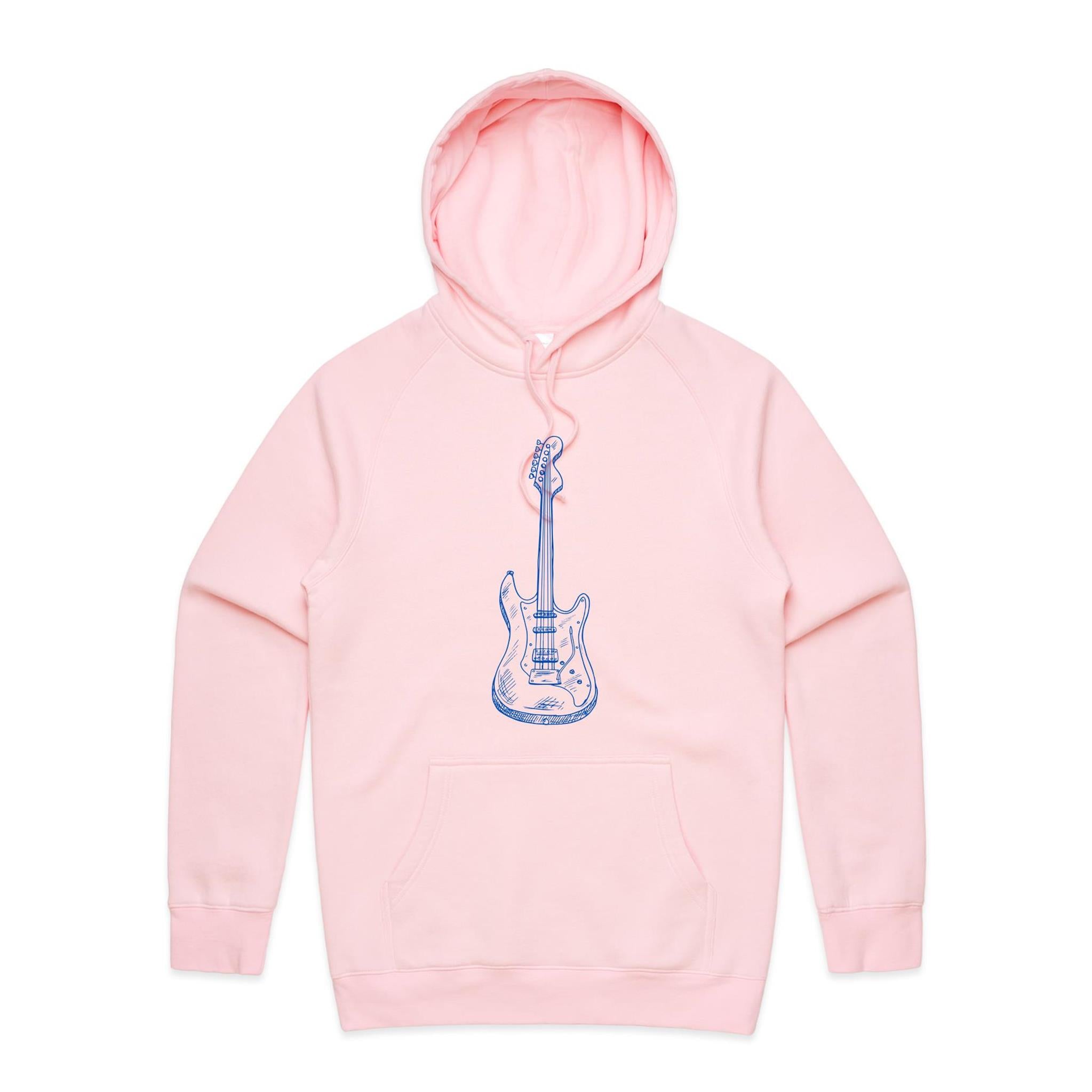 Guitar - Mens Hoodie Pink Mens Hoodie Music Printed In Australia