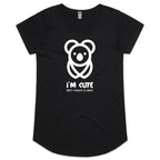 Koala, I'm Cute But I Have Claws- Womens Scoop Neck T-Shirt Black Womens Scoop Neck T-shirt animal Printed In Australia