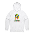 Melting Game Cube - Mens Hoodie White Mens Hoodie Games Printed In Australia