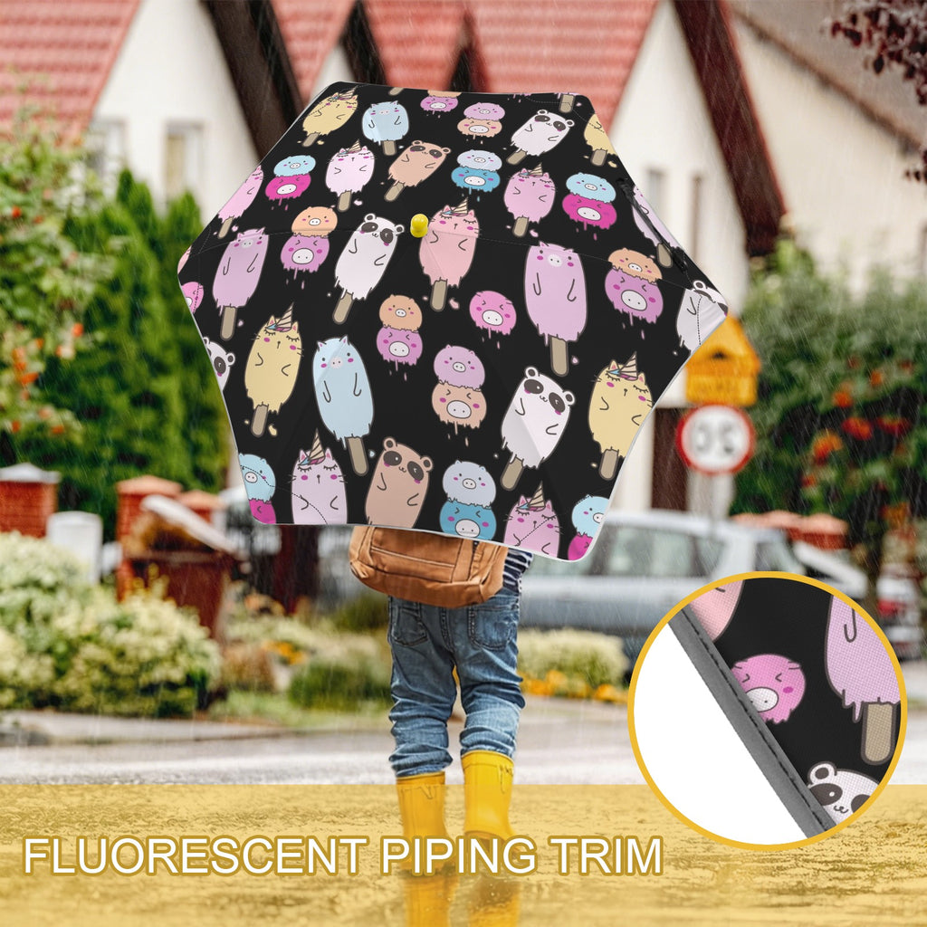 Cute Animal Ice Blocks Kids Safe Round Corner Umbrella Kids Safe Round Corner Umbrella animal Printed Offshore