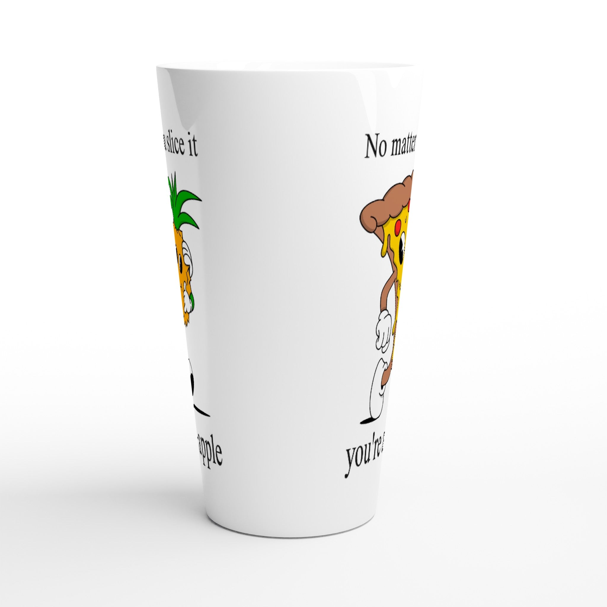 Pineapple Pizza, Fine-apple - White Latte 17oz Ceramic Mug Latte Mug food Globally Fulfilled