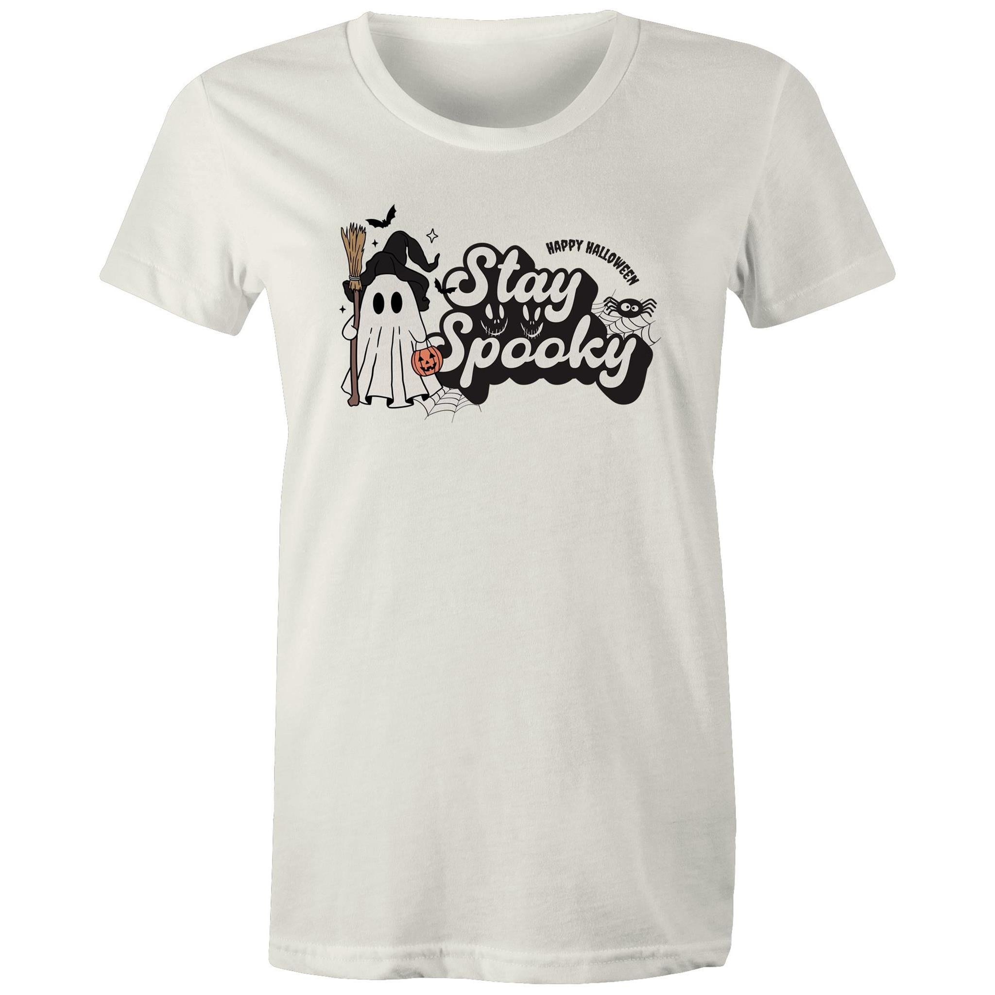 Stay Spooky, Halloween - Womens T-shirt Natural Womens T-shirt Halloween Printed In Australia