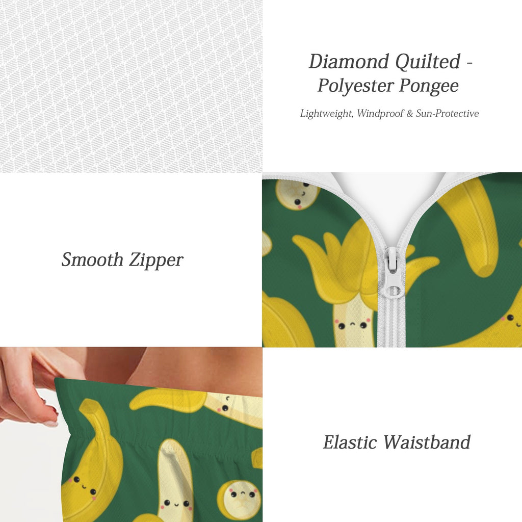 Happy Bananas Women's Windbreaker Short Set Women's Windbreaker Short Set Food Printed Offshore