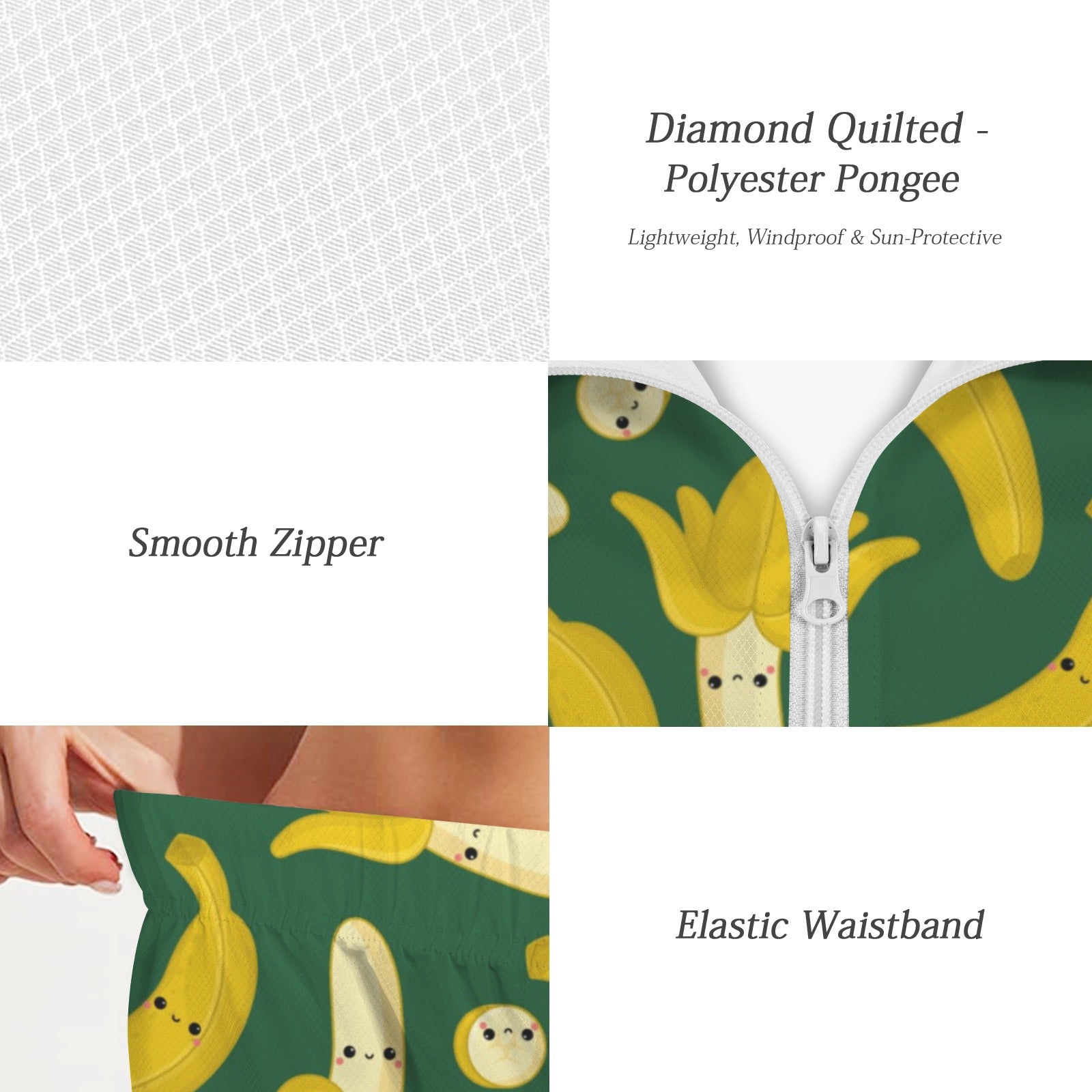 Happy Bananas Women's Windbreaker Short Set Women's Windbreaker Short Set Food Printed Offshore