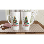 All Booked For Christmas White Latte 17oz Ceramic Mug Latte Mug