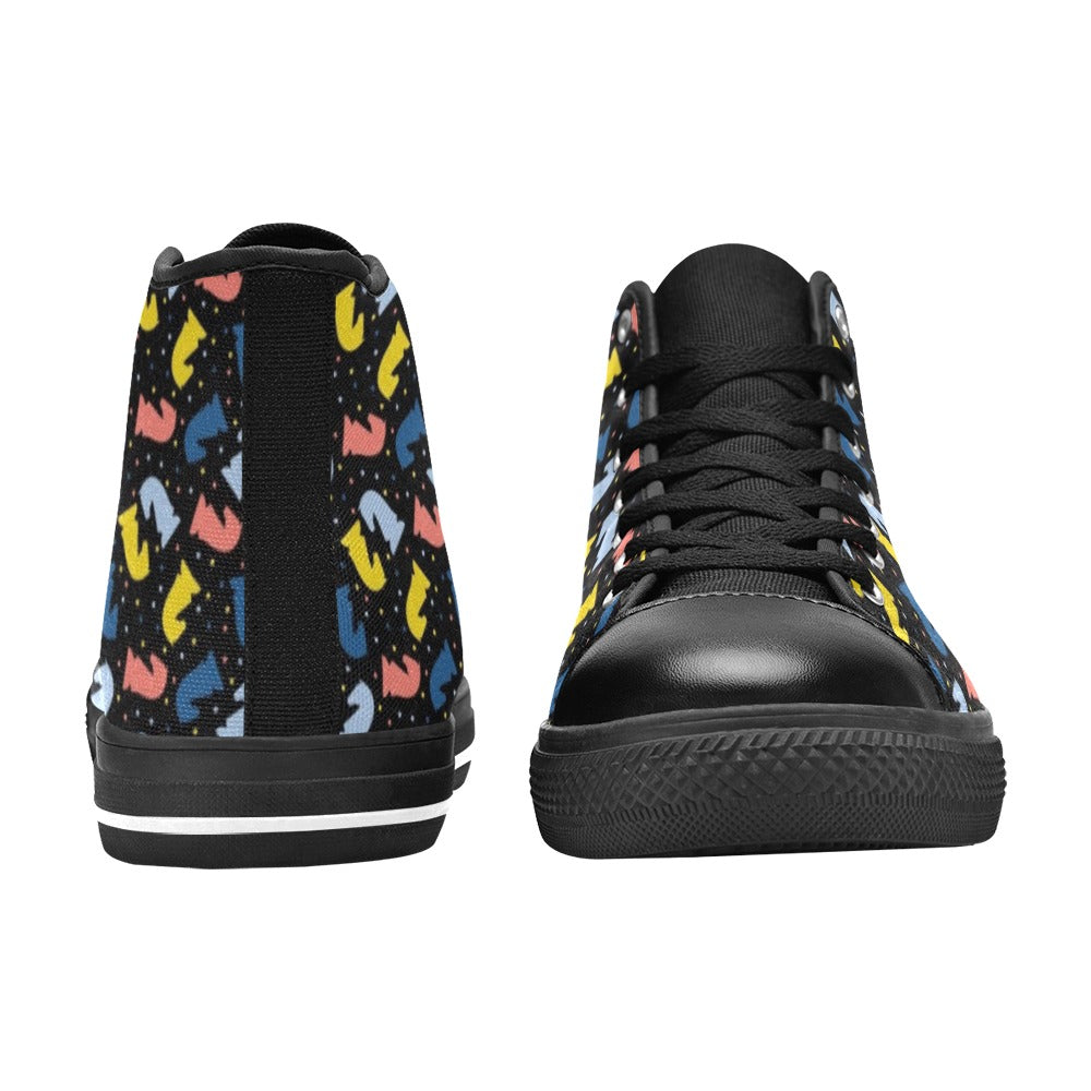 Colourful Chess Men's High Top Canvas Shoes Men's Classic High Top Canvas Shoes Chess Games Printed Offshore