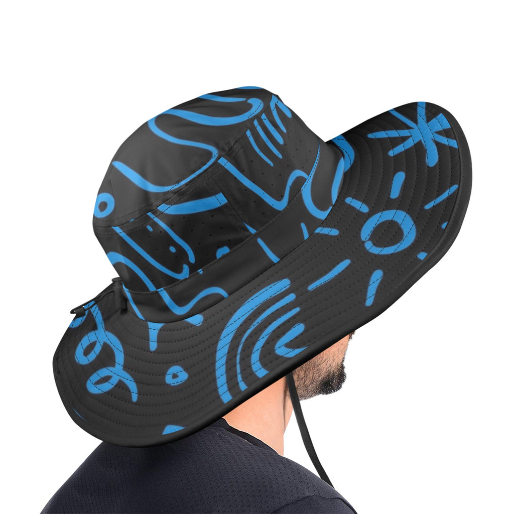 Blue Squiggle - Wide Brim Bucket Hat Wide Brim Bucket Hat Printed Offshore