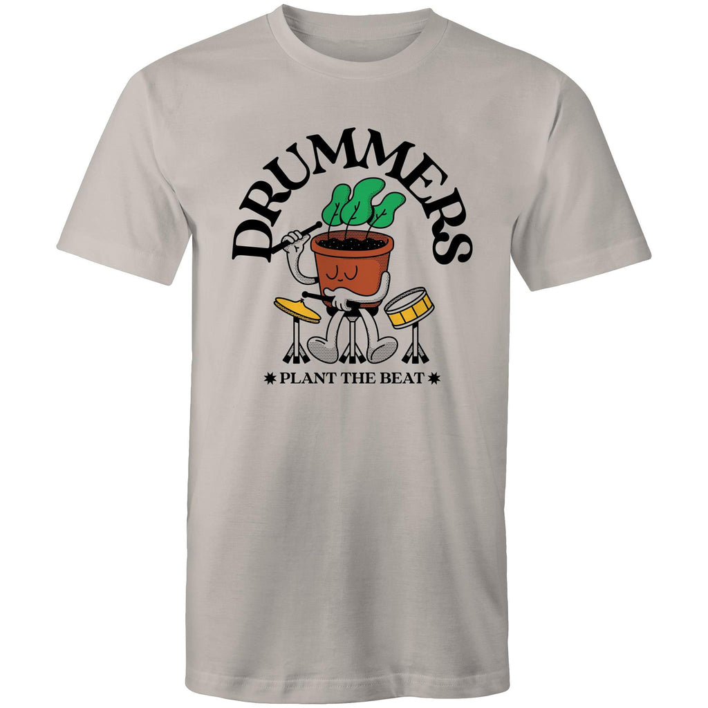 Drummers Plant The Beat - Mens T-Shirt Light Grey Mens T-shirt Music Printed In Australia