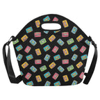 Colourful Cassettes Neoprene Lunch Bag/Large (Model 1669) Neoprene Lunch Bag Music Printed Offshore Retro