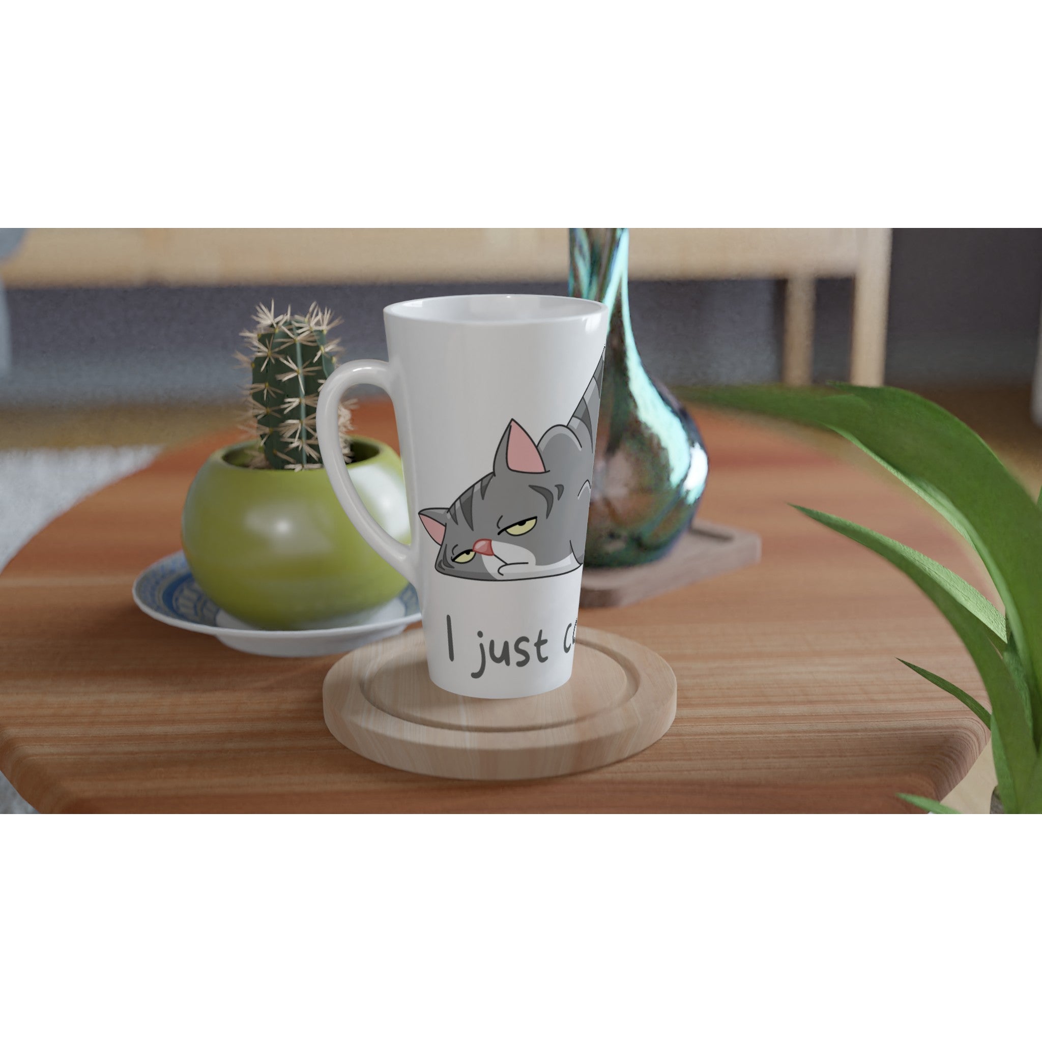 Cat, I Just Can't Today - White Latte 17oz Ceramic Mug Latte Mug animal Globally Fulfilled