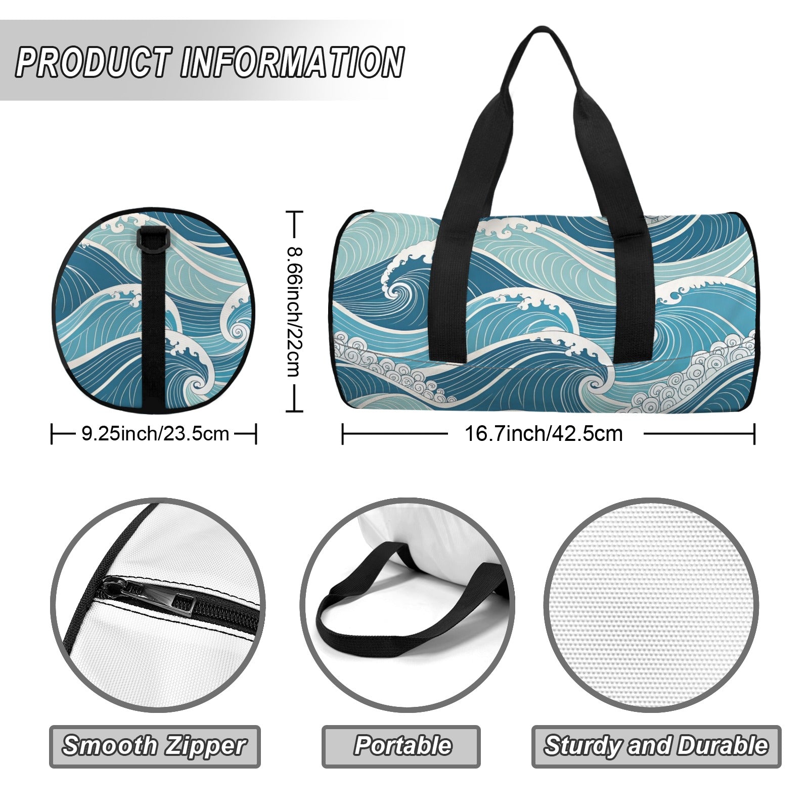 Ocean Waves Duffle Bag Duffle Bag Printed Offshore