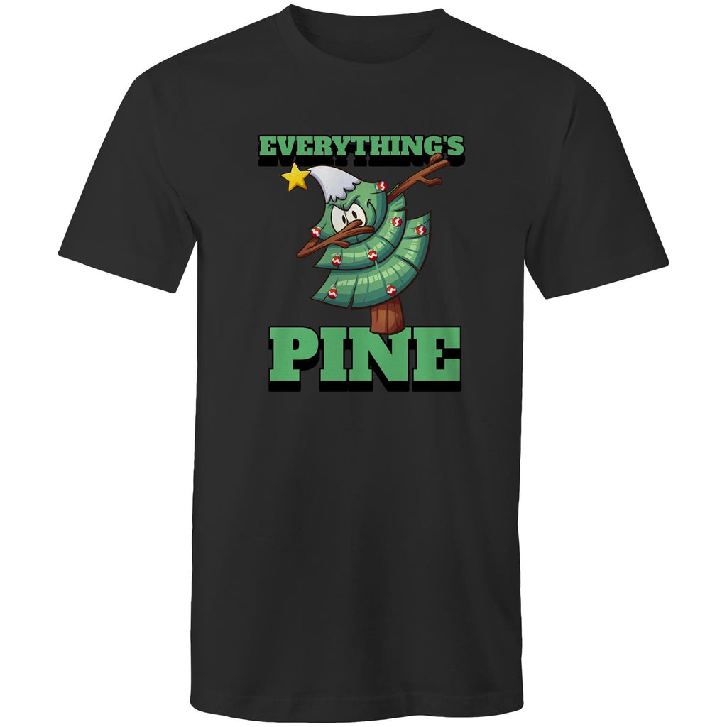 Everything's Pine, Christmas - Mens T-Shirt Black Mens Christmas T-shirt Christmas Printed In Australia