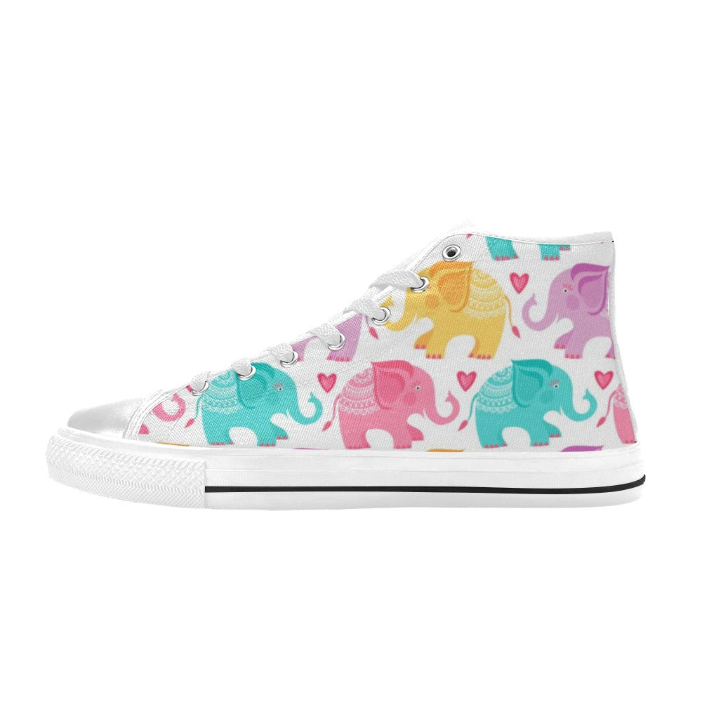 Elephant Dance - Kids High Top Canvas Shoes