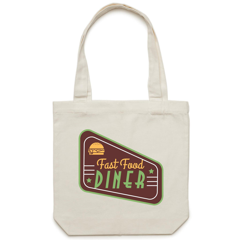 Fast Food Diner - Canvas Tote Bag Cream One Size Tote Bag Printed In Australia