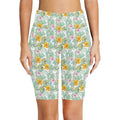 Tropical Flowers And Leaves Women's Bike Shorts With Side Pockets