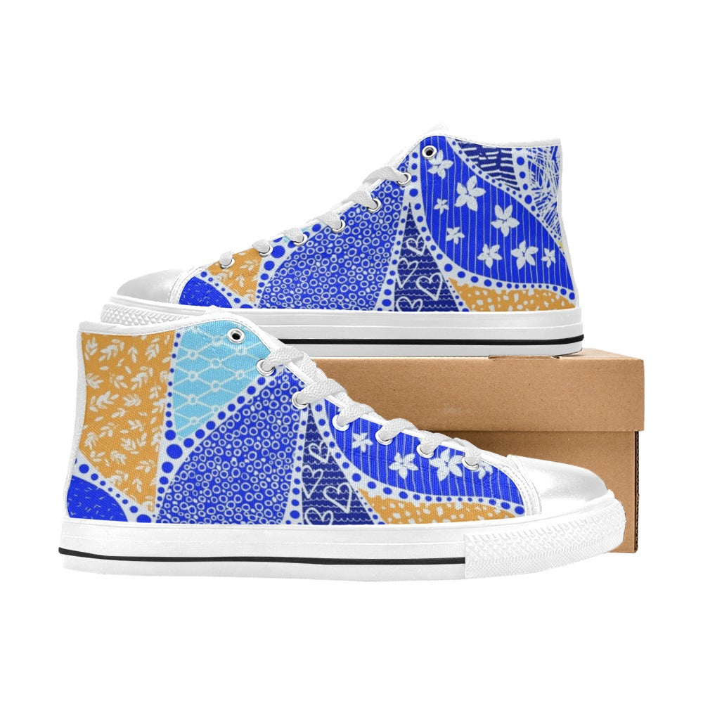 Blue Swirl - Men's High Top Canvas Shoes