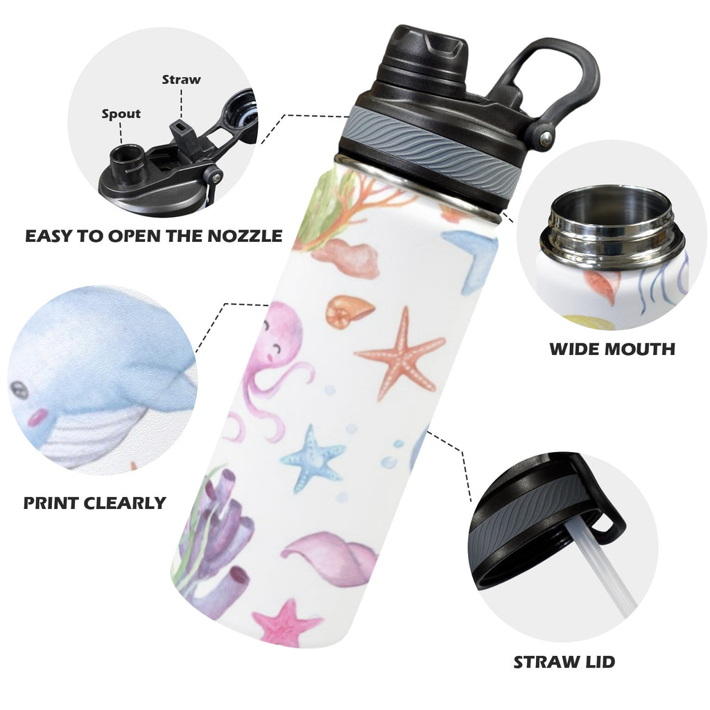 Under The Sea - Insulated Water Bottle with Dual-Use Lid (18oz) Insulated Water Bottle with Dual-Use Lid (18oz) Ocean Printed Offshore