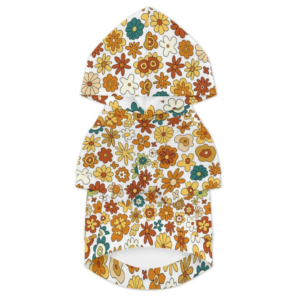 70's Style Floral Pet Hoodie (Small Size)