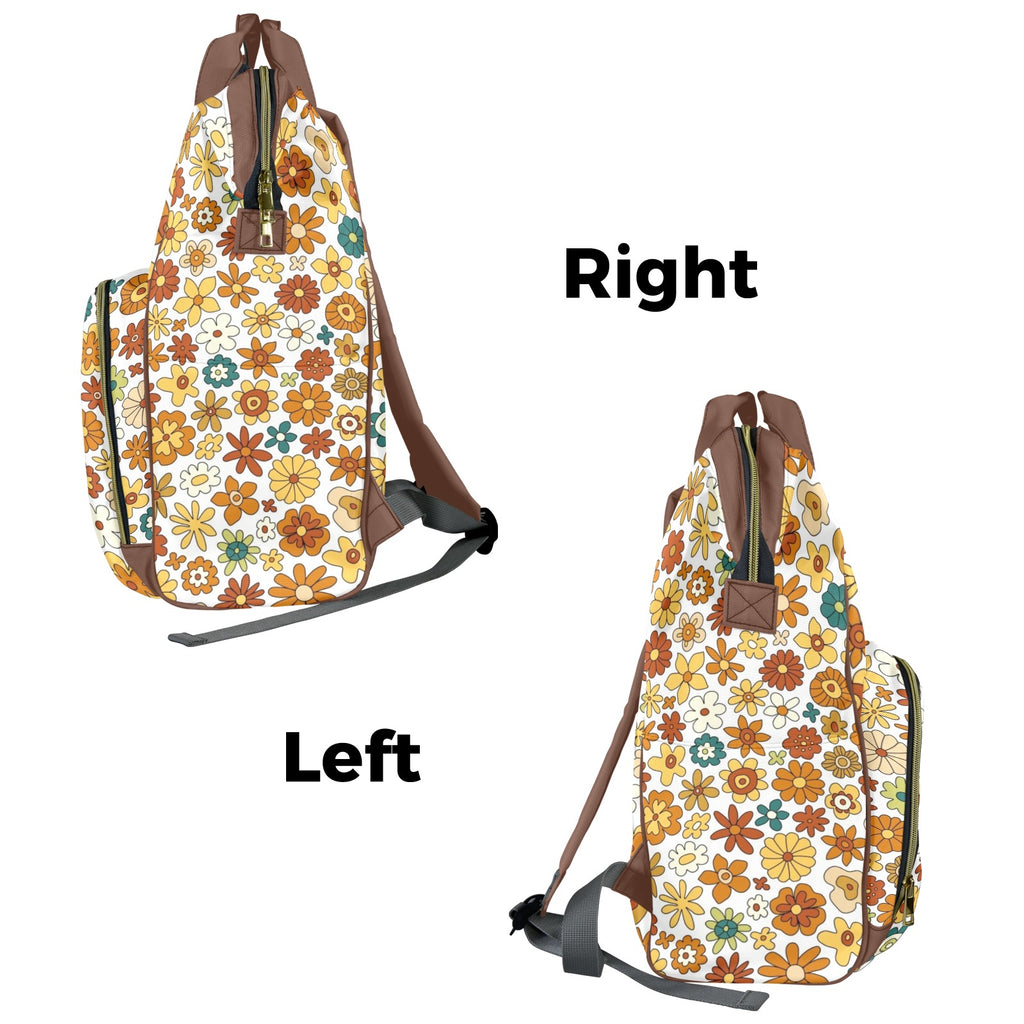 70's Style Floral Multi-Function Backpack, Nappy / Diaper Bag Multi-function Backpack, Nappy / Diaper Bag Plants Printed Offshore
