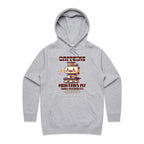 Caffeine Maintains My Sunny Personality - Womens Hoodie Grey Marle Womens Hoodie Coffee Printed In Australia
