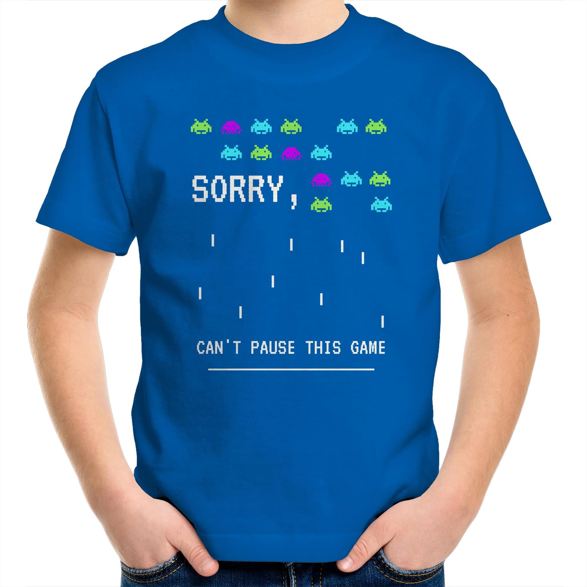 Sorry, Can't Pause This Game - Kids Youth T-Shirt Bright Royal Kids Youth T-shirt Games Printed In Australia
