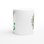Flower Peacock - White 11oz Ceramic Mug White 11oz Mug animal coffee Globally Fulfilled tea