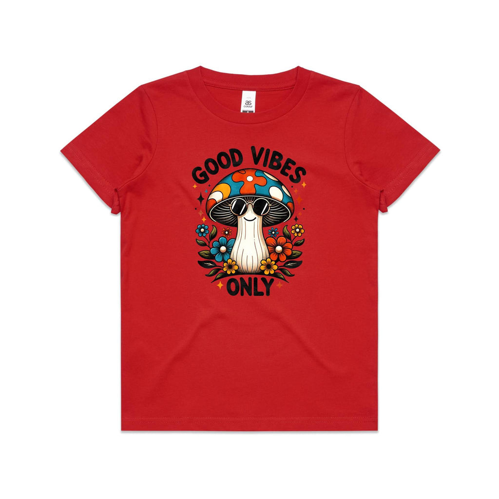 Good Vibes Only, Hippie Mushroom With Sunglasses - Kids T-shirt