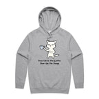 First I Drink The Coffee, Cat - Mens Hoodie Grey Marle Mens Hoodie animal Coffee Printed In Australia