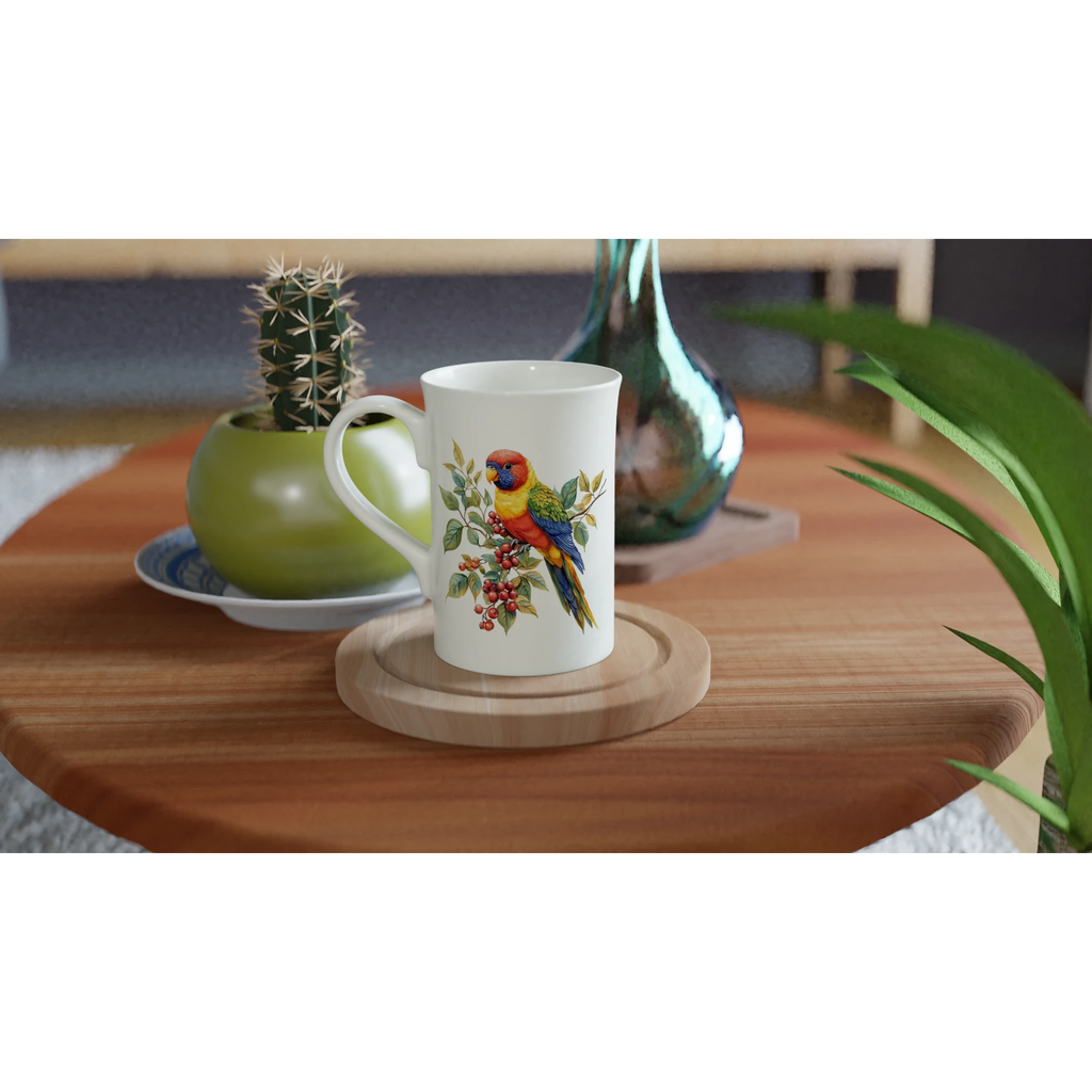 Personalise - Lorikeet, Australian Birds - White 10oz Porcelain Slim Mug Personalised Porcelain Mug animal Globally Fulfilled
