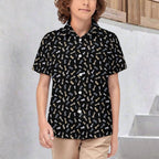 Chess Pattern Kids Youth Short Sleeve Button Up Shirt