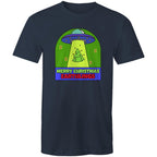 Merry Christmas Earthlings, UFO - Mens T-Shirt Navy Mens Christmas T-shirt Christmas Printed In Australia