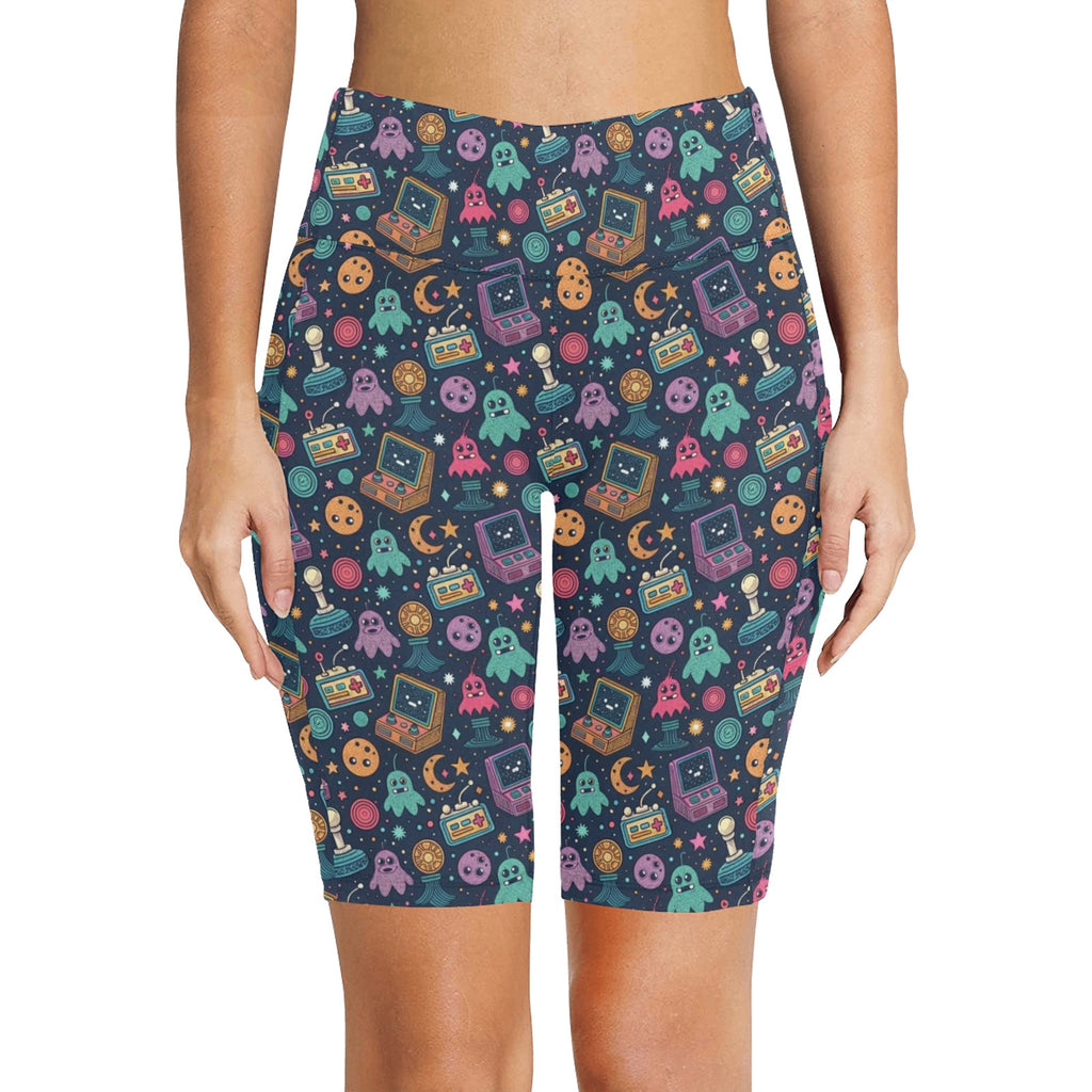 Space Arcade Women's Bike Shorts With Side Pockets