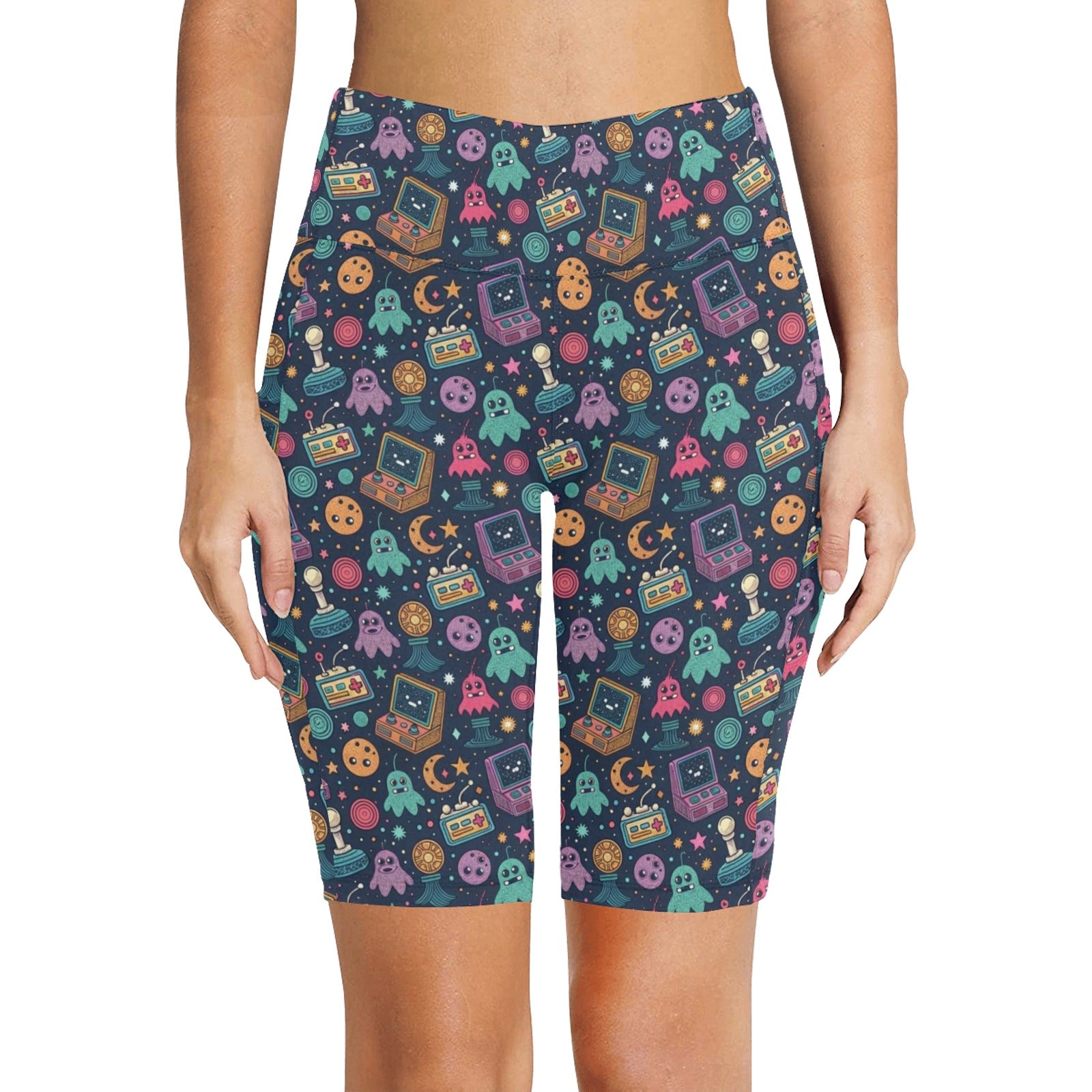 Space Arcade Women's Bike Shorts With Side Pockets