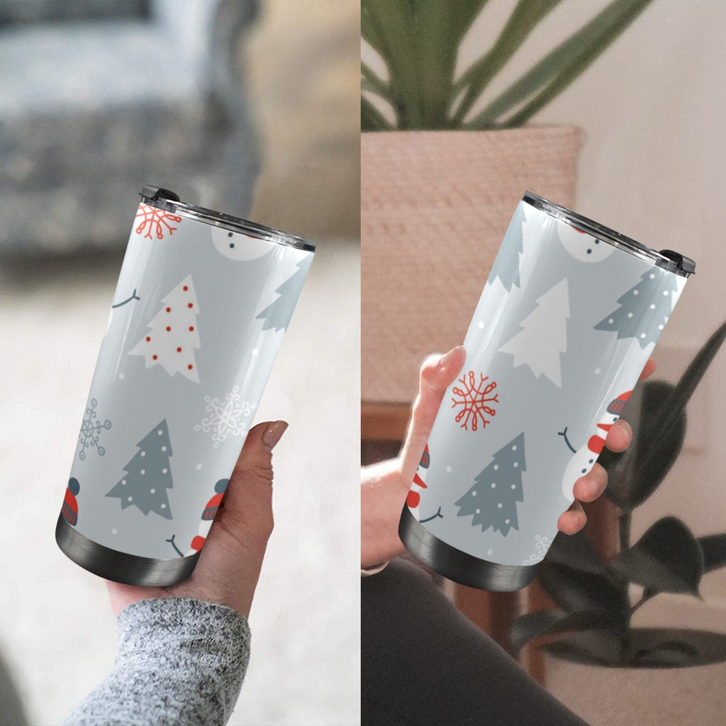 Christmas Snowman - 20oz Mobile Tumbler with Lid (Black Lock) 20oz Travel Mug Christmas Printed Offshore