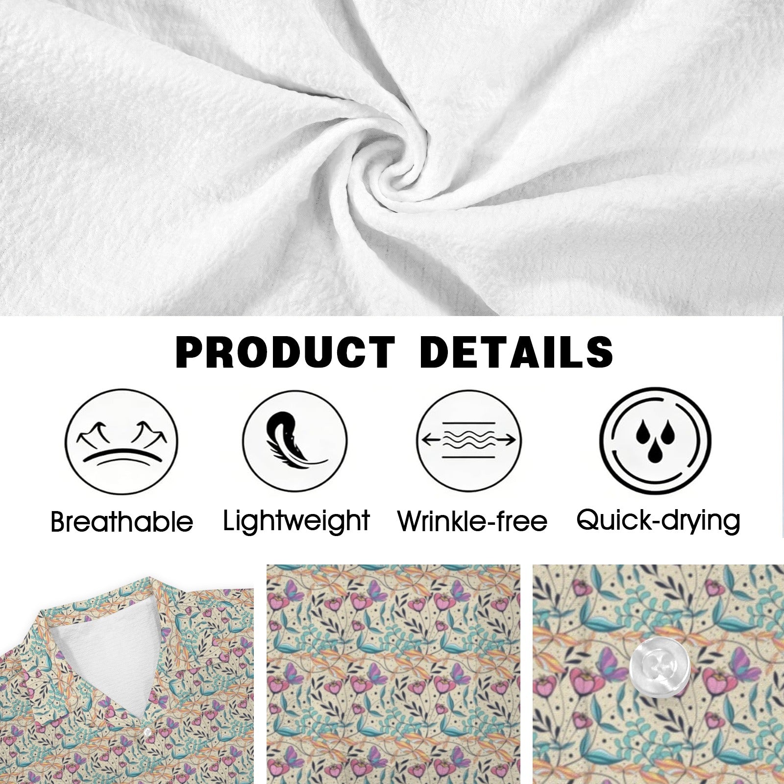 Butterfly Floral Men's Crinkle Hawaiian Shirt
