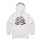 Freedom, Reading Books - Womens Hoodie White Marle Womens Hoodie Printed In Australia Reading