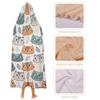 Cute Cat Faces Kids Hooded Blanket 100cm x 130cm Kids Hooded Blanket animal Printed Offshore